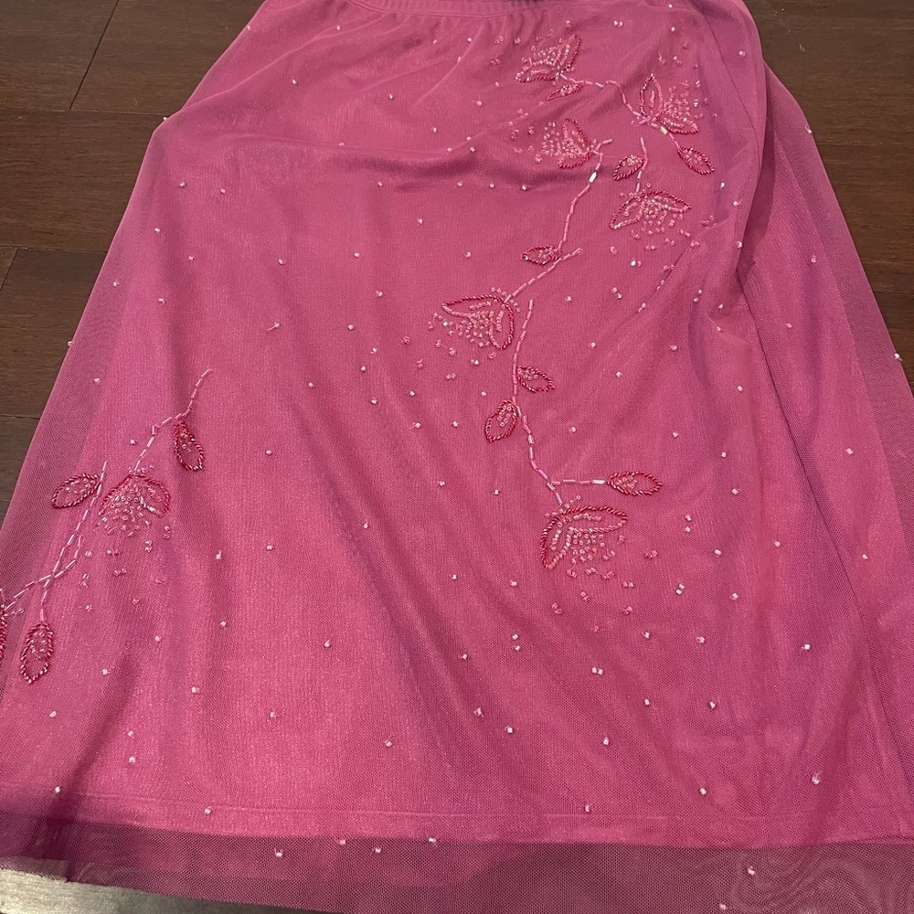 nwt vintage retro bcbg max azria collection pink Embroidered tulle floral Skirt
